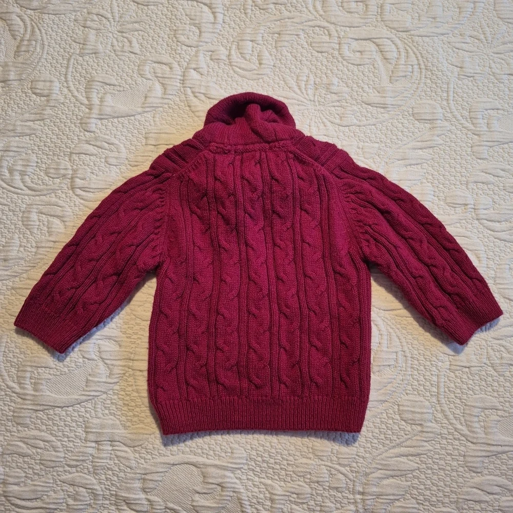 Janie and Jack boys 6-12 months cable knit cardigan deep red EUC - Picture 3 of 5
